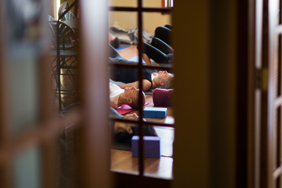Group in a yoga session