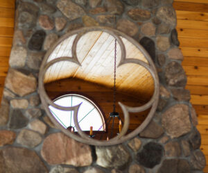 Mirror on a fireplace