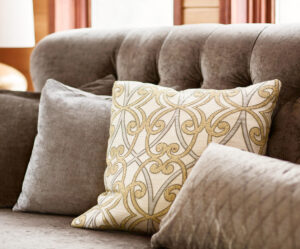 Decorative pillows on a couch