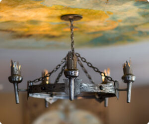 Large steel ceiling chandelier