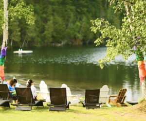 Sitting area on the edge of a lake