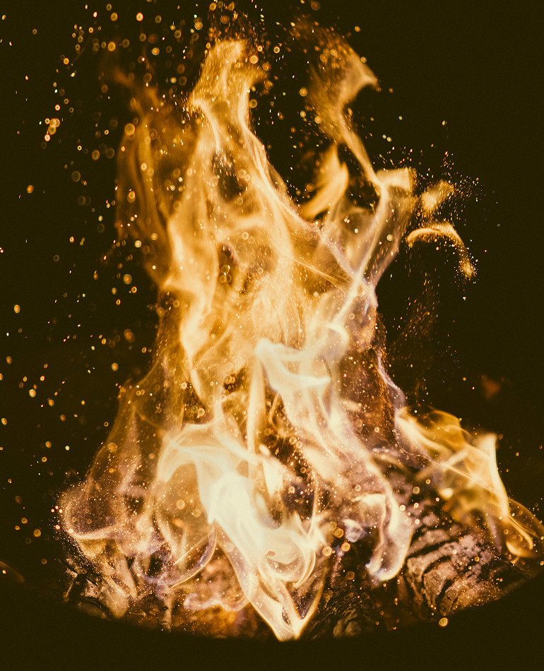 View of a bonfire at night