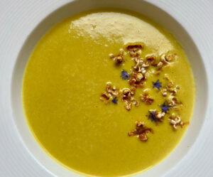 Close up of cream soup