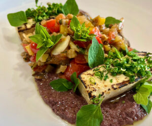 Close up of vegetable medley with tofu