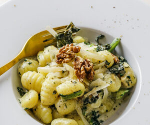 close of potato gnocchi dish