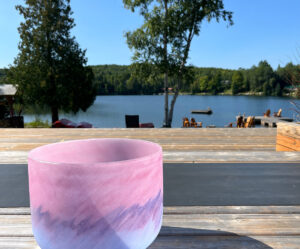 Singing bowl on a dock
