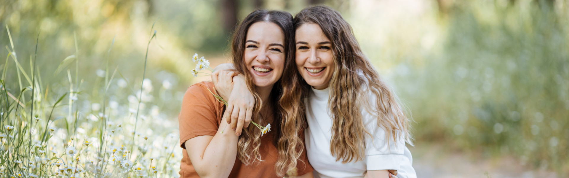 Two women hugging