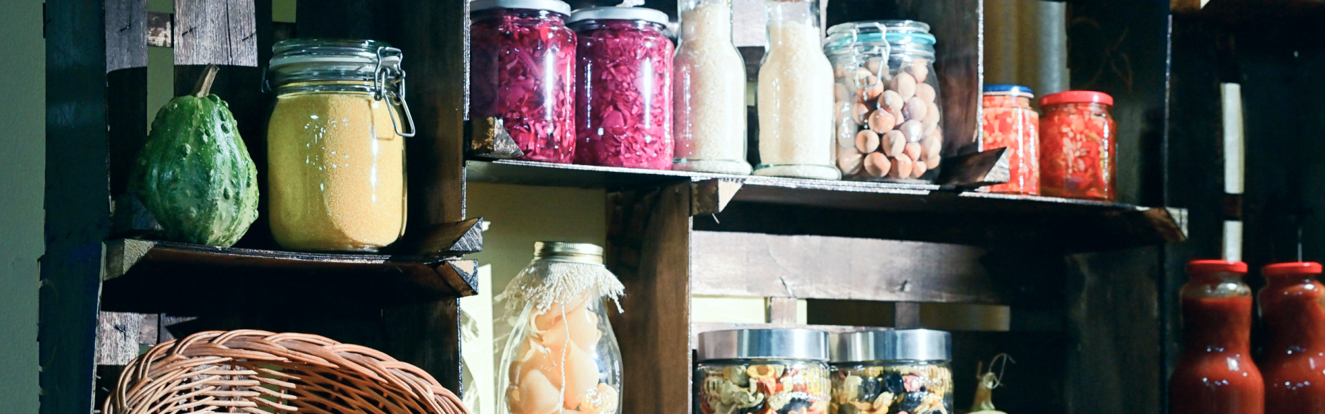 Rustic pantry full of ingredients